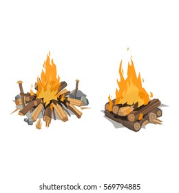 Bonfires isolated vector illustration.