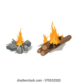 Bonfires isolated vector illustration.