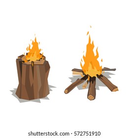 Bonfires isolated vector illustration.