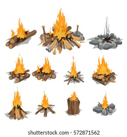 Bonfires isolated vector illustration.