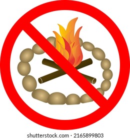 Bonfires are prohibited. Dont light fires. Vector black image highlighted on a white background.