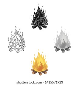 Bonfire.Tent single icon in cartoon,black style vector symbol stock illustration web.