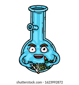 Bong. Bong with a lighter and marijuana joint. 