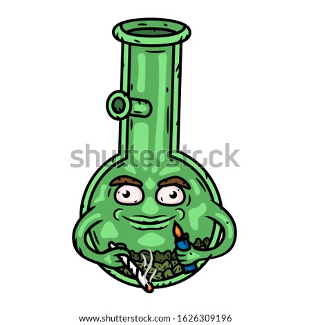 Bong. Bong with a lighter and marijuana joint. 