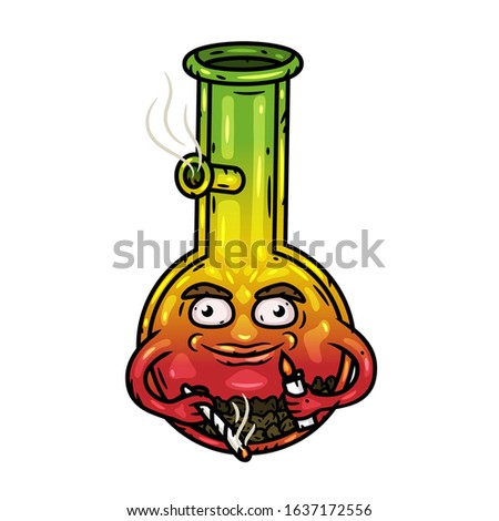 Bong. Bong with a lighter and marijuana joint. 