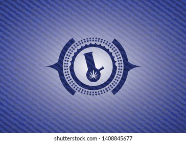 bong of marijuana icon with denim texture
