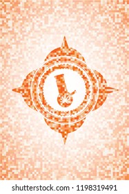 bong of marijuana icon inside abstract orange mosaic emblem with background