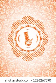 bong of marijuana icon inside abstract orange mosaic emblem with background