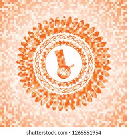 bong of marijuana icon inside abstract orange mosaic emblem with background