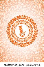 bong of marijuana icon inside abstract orange mosaic emblem with background