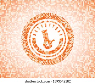 bong of marijuana icon inside abstract orange mosaic emblem
