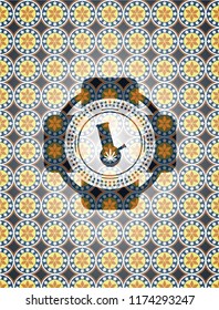 bong of marijuana icon inside arabesque style badge. arabic decoration.