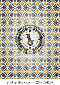 bong of marijuana icon inside arabesque style emblem. arabic decoration.