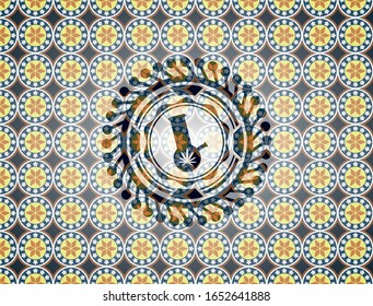 Bong Marihuana Ikone in arabesque Emblem. arabische Dekoration.