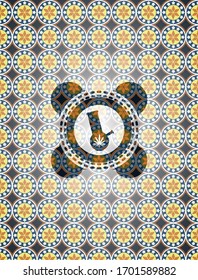 bong of marijuana icon inside arabesque badge. arabic decoration.