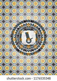 bong of marijuana icon inside arabic badge background. Arabesque decoration.