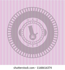 bong of marijuana icon inside badge with pink background