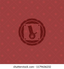 bong of marijuana icon inside badge with red background
