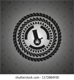 bong of marijuana icon inside black emblem. Vintage.