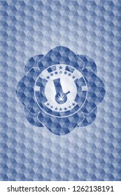 bong of marijuana icon inside blue hexagon badge.