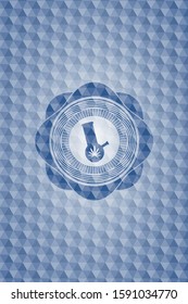 bong of marijuana icon inside blue hexagon emblem.