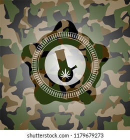 bong of marijuana icon inside camo emblem