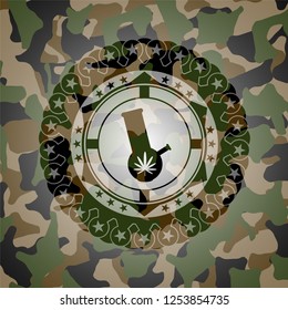 bong of marijuana icon inside camo texture