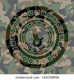 bong of marijuana icon inside camo texture