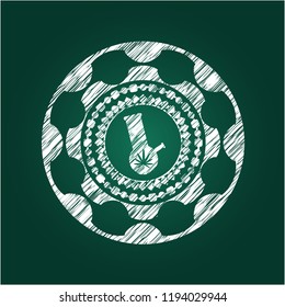 bong of marijuana icon inside chalkboard emblem