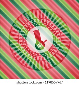 bong of marijuana icon inside christmas badge.