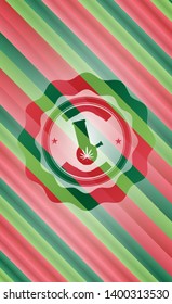 bong of marijuana icon inside christmas badge.
