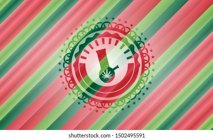 bong of marijuana icon inside christmas badge.