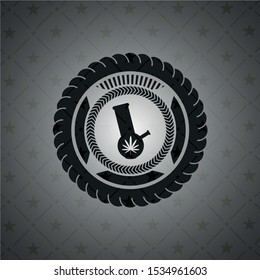 bong of marijuana icon inside dark emblem. Retro
