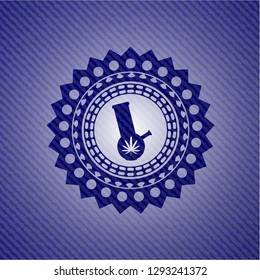 bong of marijuana icon inside emblem with jean texture