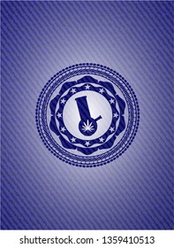 bong of marijuana icon inside emblem with jean high quality background