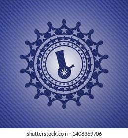 bong of marijuana icon inside emblem with jean high quality background