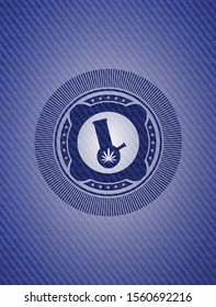 bong of marijuana icon inside emblem with jean texture