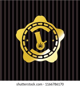 bong of marijuana icon inside gold emblem