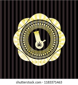 bong of marijuana icon inside gold badge