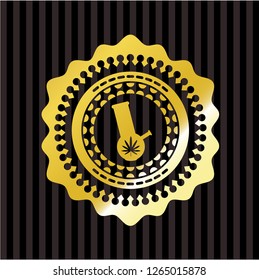 bong of marijuana icon inside gold emblem or badge bong of marijuana icon inside gold emblem or badge