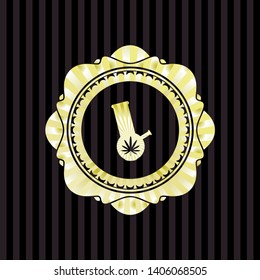 bong of marijuana icon inside gold emblem