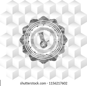 bong of marijuana icon inside grey emblem. Vintage with geometric cube white background