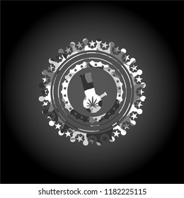 bong of marijuana icon inside grey camouflage texture