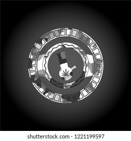 bong of marijuana icon inside grey camouflage emblem