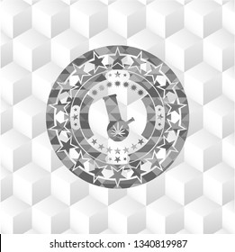 bong of marijuana icon inside grey emblem. Retro with geometric cube white background