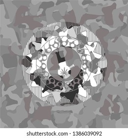 bong of marijuana icon inside grey camouflage texture