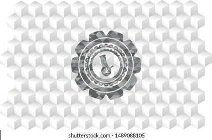 bong of marijuana icon inside grey emblem. Retro with geometric cube white background