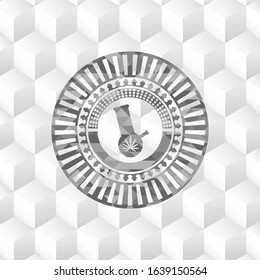 bong of marijuana icon inside grey emblem with cube white background