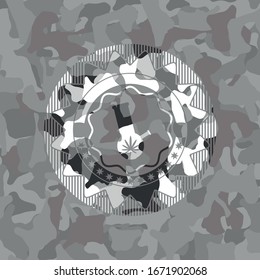 bong of marijuana icon inside grey camo texture