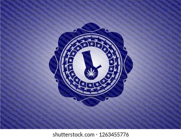 bong of marijuana icon inside jean background